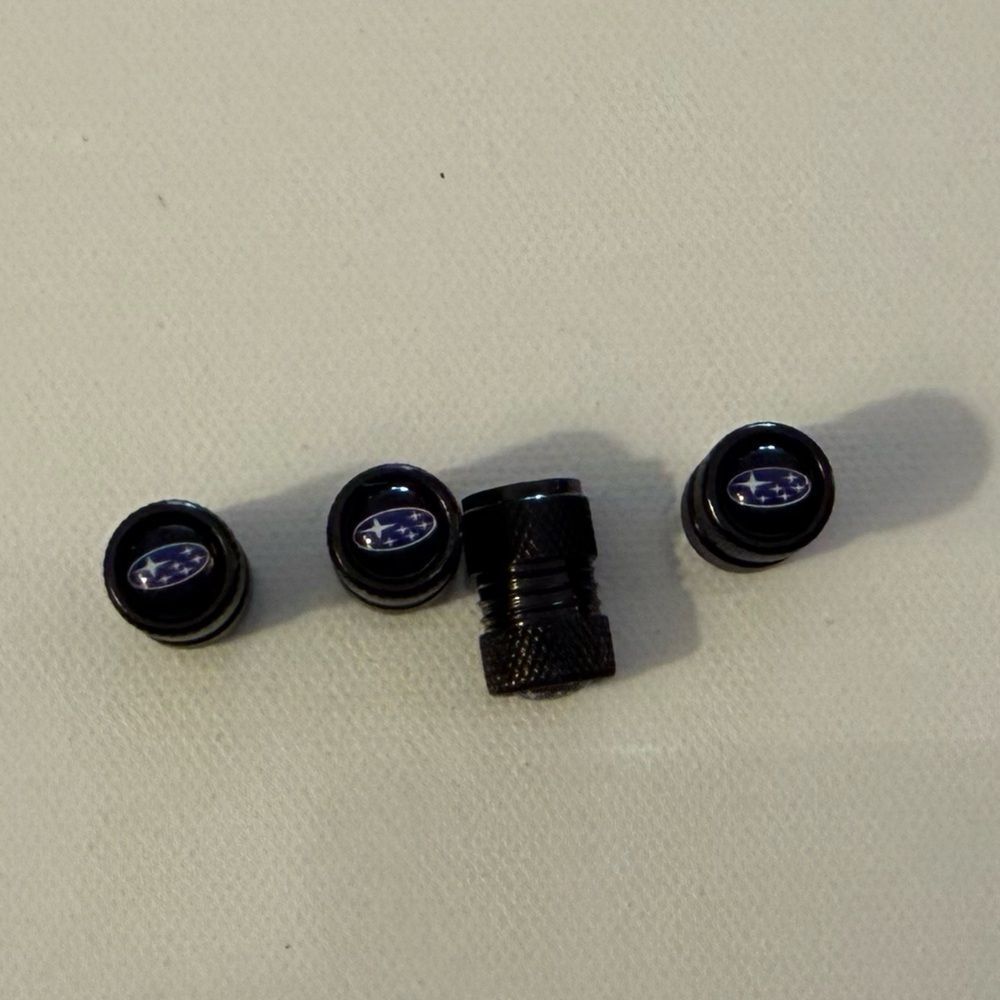 Subaru Valve Stem Caps in Black Set of 4 NWT